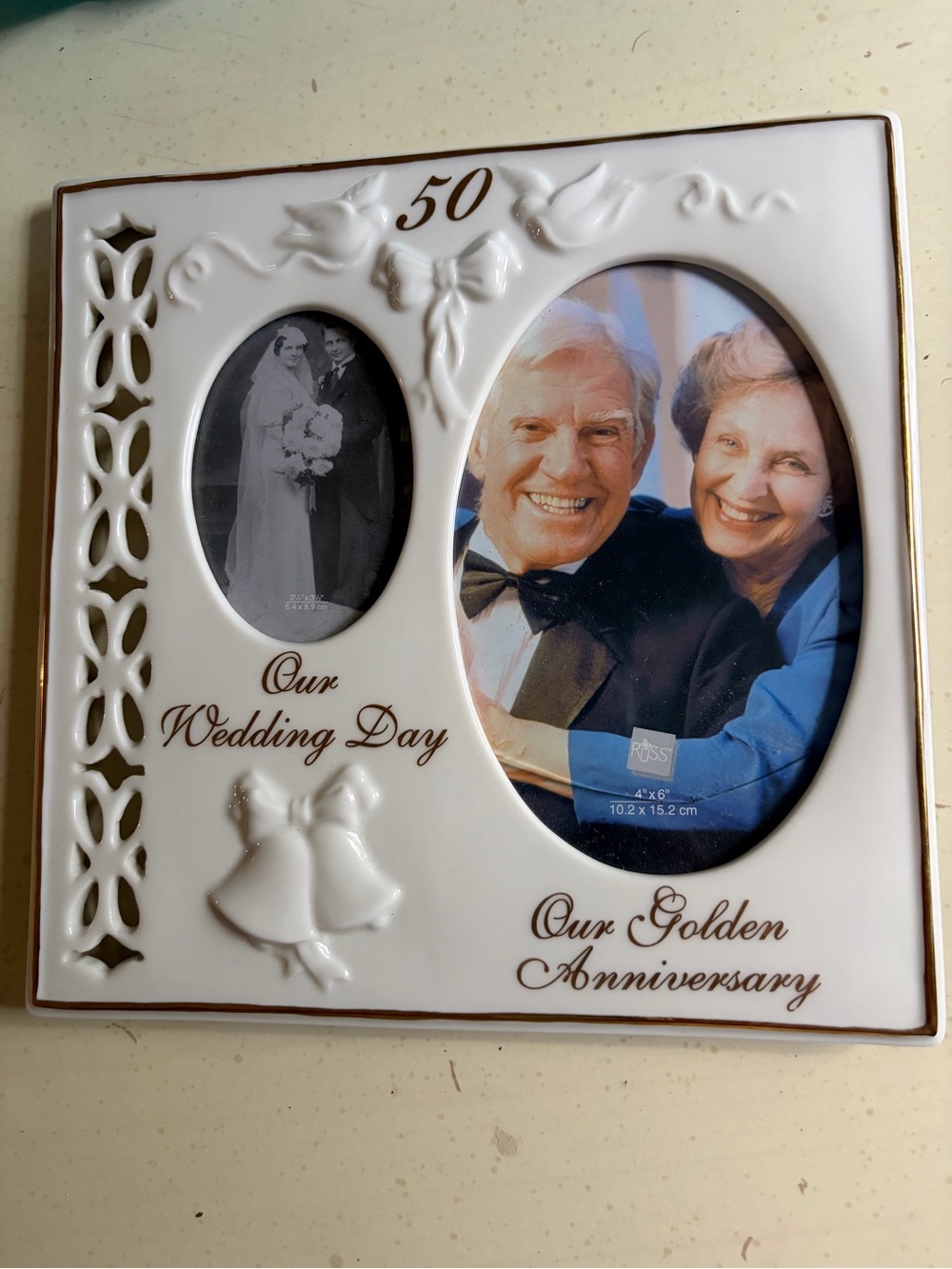50th Wedding Day Photo Frame - White